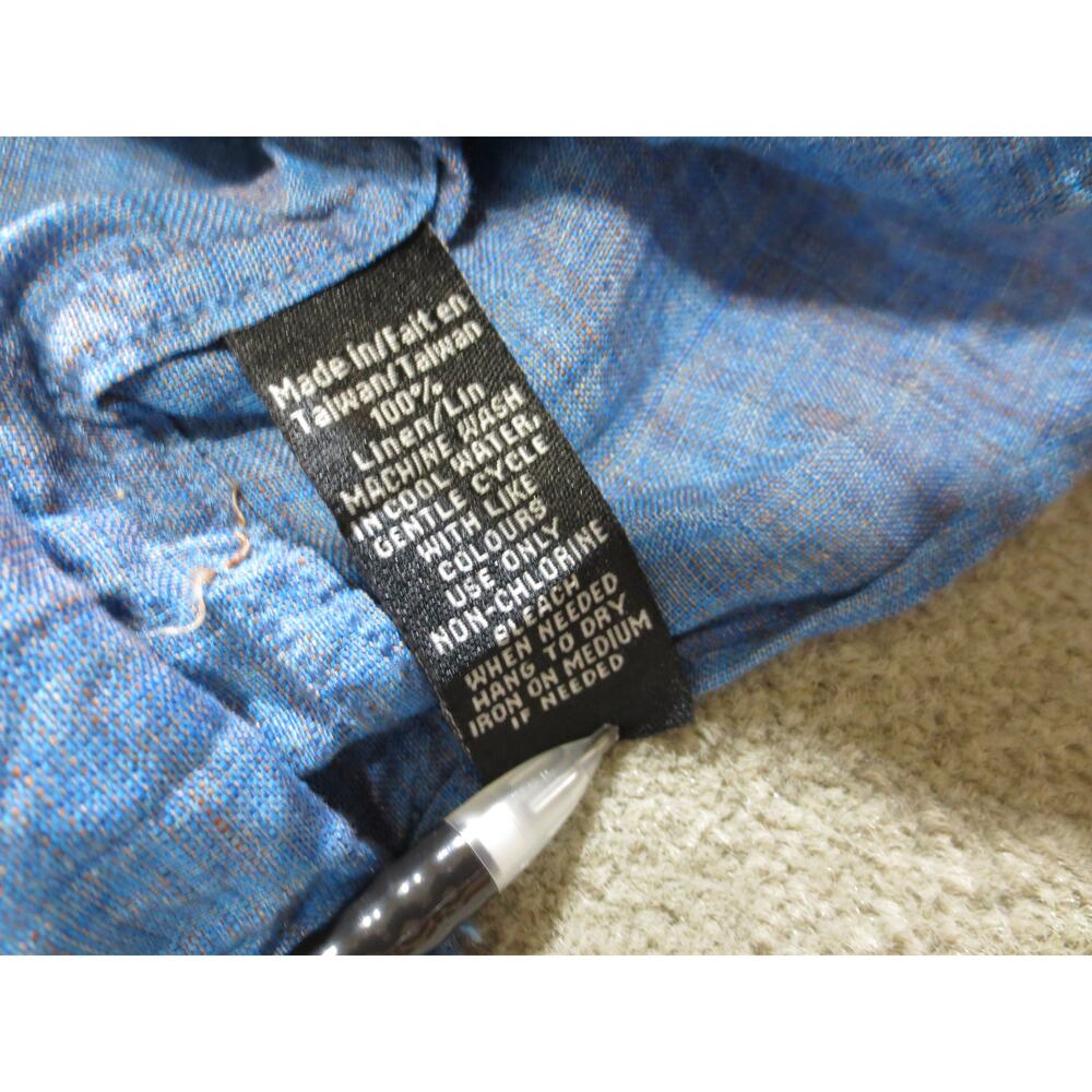 Forsyth of Canada Mens Shirt 2XL Blue Linen Long Sleeve Button Down Pocket - Picture 5 of 9
